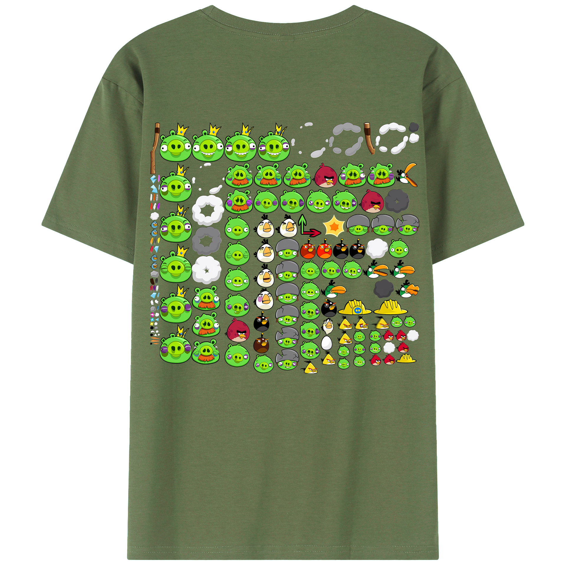 （画像用） Angry Birds アングリーバード 綿100％ メンズ半袖Tシャツ（バックプリント） 通気性